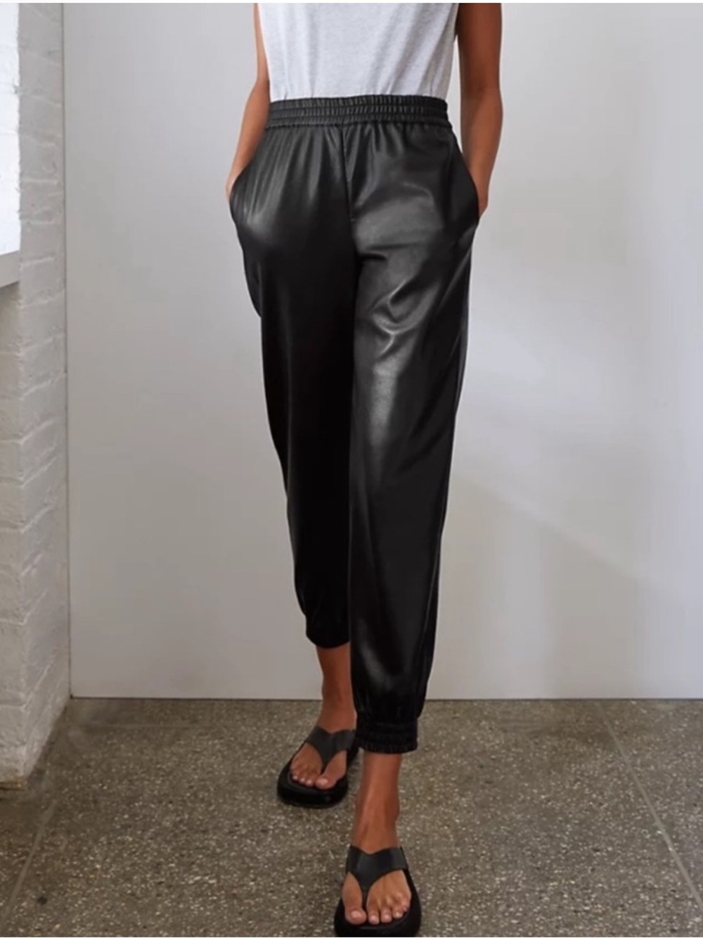 Aritzia Babaton Zedel Black Faux Leather High Rise Jogger Pants XS